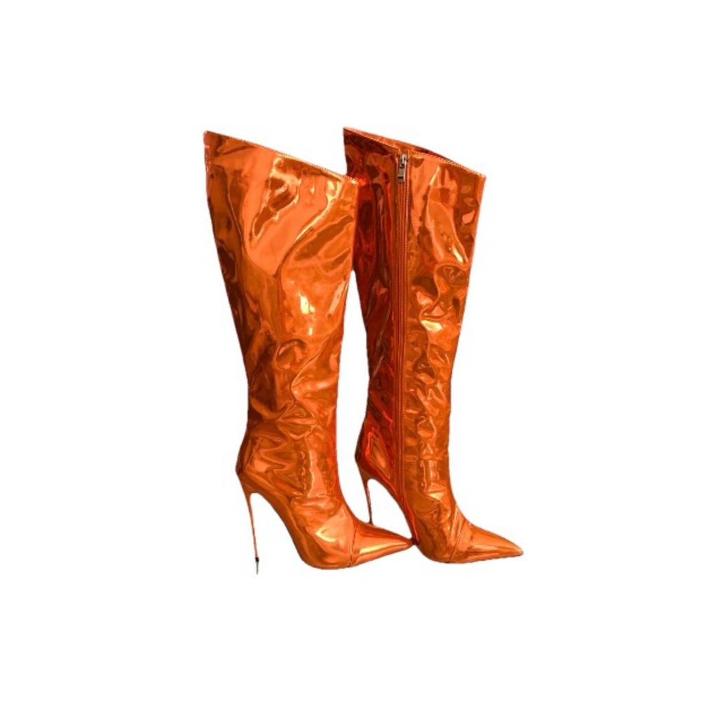 Orange High Heel Boots size 40 Gently used.